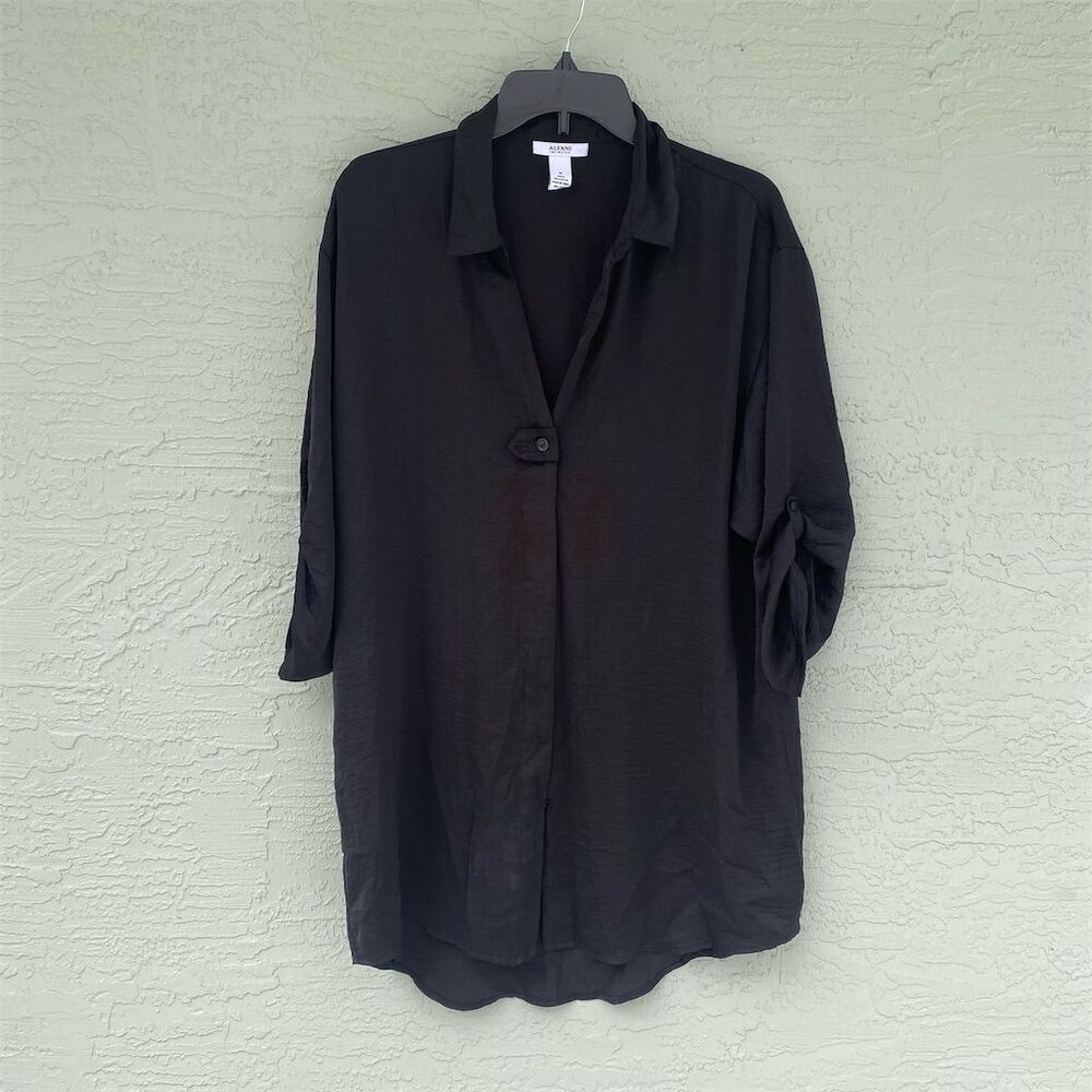 Alfani Intimates Women's Black 3/4 Sleeve Pajama Top Size M